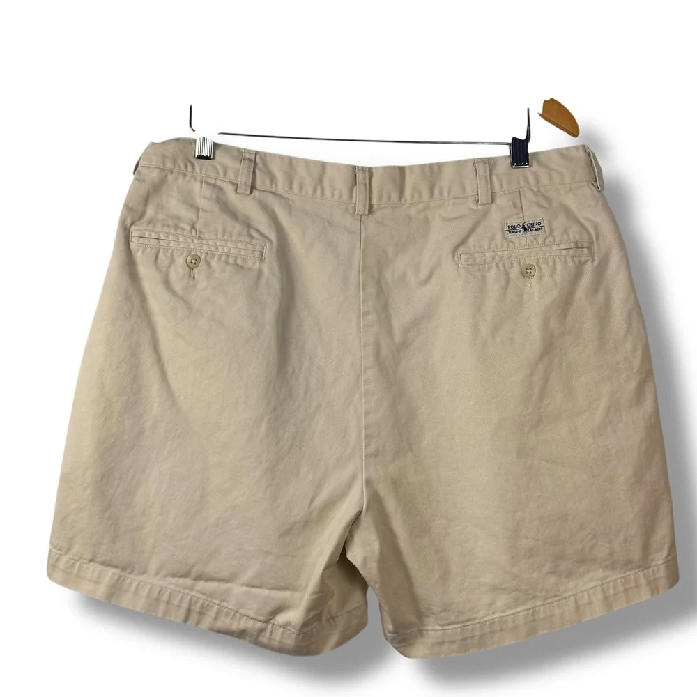 Polo Ralph Lauren Andrew Short Men 38 Beige Pleated Chino Shorts 45832364BA0